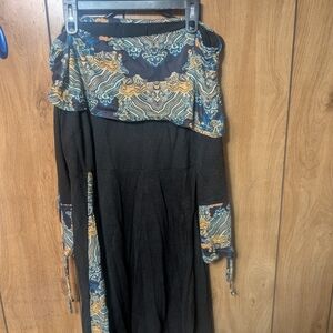 Elegant Black and Patterned One Shoulder Dress